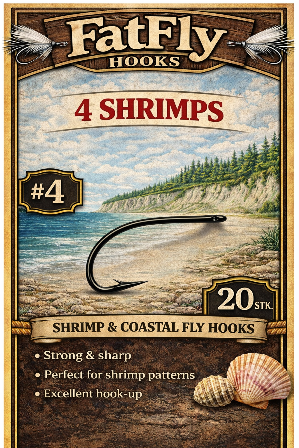FatFly Hooks – 4 Shrimps